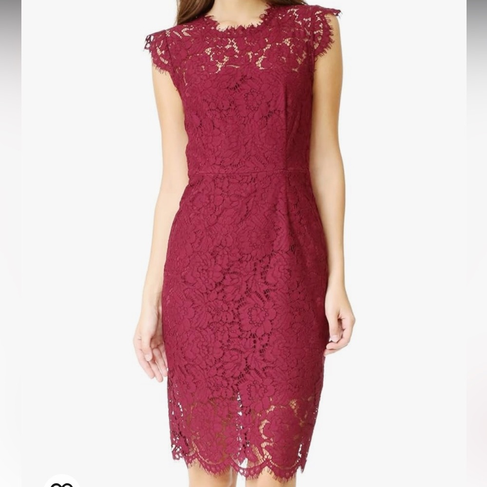 Maroon lace elegant cocktail dress